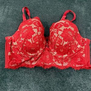 Cacique Vibrant Red Lace Bra